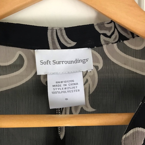 Soft Surroundings Small Sheer Top Black Floral - Picture 5 of 6